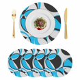 thumbnail image 1 of Blue Geometric Round 13 Inch Placemats Set of 4, Modern Abstract Lines Textured HeatResistant Non Slip Place Mats for Dining Table, Wipeable Braided Kitchen Table Mats for Housewarming, 1 of 9