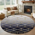 thumbnail image 1 of Blue Geometric Round Area Rug 7Ft Washable Circle Rugs for Dorm Laundry Room, Modern Abstract Gradient Marble Non-Slip Carpet Floor Mats Indoor Outdoor Carpet Runner Aesthetic Home Decor, 1 of 8