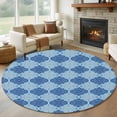 thumbnail image 1 of Blue Geometric Round Area Rug 8Ft Washable Large Circle Rugs for Living Room Dorm, Retro Morocco Abstract Art Non-Slip Carpet Floor Mats Indoor Outdoor Carpet Runner Aesthetic Home Decor, 1 of 8