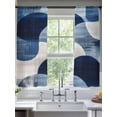 thumbnail image 1 of Blue Geometric Sheer Curtains for Living Room Bedroom Vintage White Blue Abstract Art Sheer Curtains 63 Inch Long 2 Panels Set Light Filtering Curtain Window Treatments Drapes for Dining Room, 1 of 6