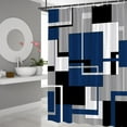 thumbnail image 1 of Blue Geometric Shower Curtain Black White and Gray Abstract Minimalist Line Geometry Mid Century Polyester Fabric Bathroom Accessories Set Include Hooks 36Wx70H Inch, 1 of 6