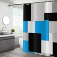 thumbnail image 1 of Blue Geometric Shower Curtain, Blue Grey Black Geometric Shower Curtain Contemporary Bathroom Curtain Bathtub Home Decor Waterproof Fabric Machine Washable with 12 Hooks, 1 of 6