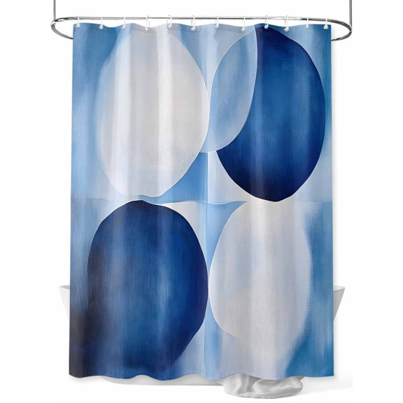 Blue Geometric Standard Shower Curtain Set, Waterproof Shower Curtains for Bathroom, Gradient Abstract Contemporary Solid Washable Fabric Cloth Bath Curtain for Bathtub with Hooks 72x72 Inches