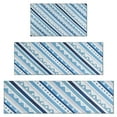 thumbnail image 1 of Blue Geometric Stripe Pattern Kitchen Rugs Sets Of 3,Kitchen Runner Rugs Non Skid Washable,Decorative Kitchen Floor Mats for Kitchen,Sink,Laundry,17"x30"+ 17"x47" + 17"x59", 1 of 6