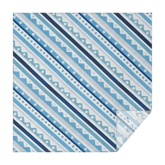 Blue Geometric Stripe Pattern Square Tablecloth,Waterproof Square Table Cover,Wipeable Spillproof Washable Table Cover for Home Kitchen Party Decor 52"x52"(132x132cm)