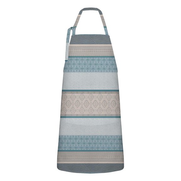 Blue Geometric Striped Pattern Apron-Garden Aprons for Women with Pockets-Cotton Linen Waterproof Kitchen Cooking Gardening Aprons Adjustable for Kitchen,Cooking,BBQ and Salon 33x27 Inch
