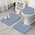 thumbnail image 1 of Blue Geometric Striped Pattern Bathroom Rugs Sets 3 Piece,Toilet Cover Set,Absorbent Non Slip Bathroom Mats Sets with U-Shaped Contour Rug Toilet Rug Set, 1 of 5