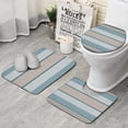 thumbnail image 1 of Blue Geometric Striped Pattern Bathroom Rugs Sets 3 Piece,Toilet Cover Set,Absorbent Non Slip Bathroom Mats Sets with U-Shaped Contour Rug Toilet Rug Set, 1 of 5