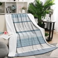 thumbnail image 1 of Blue Geometric Striped Pattern Blanket,Comfortable Soft Lamb Wool Throw Blanket,All Season,Warm Lightweight Blankets for Sofa Bed Couch Living Room Chair,50"x60", 1 of 4