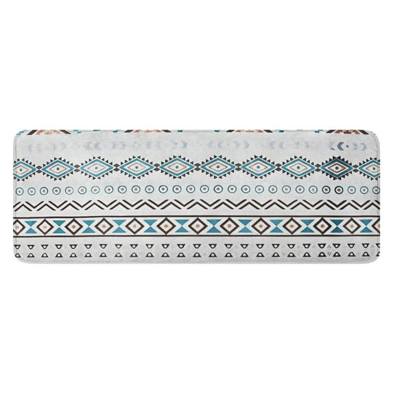 Blue Geometric and Striped Pattern Kitchen Rug Mat,Kitchen Runner Rugs Non Skid Washable,Decorative Kitchen Floor Mats for Kitchen,Sink,Laundry,17"x47.2"