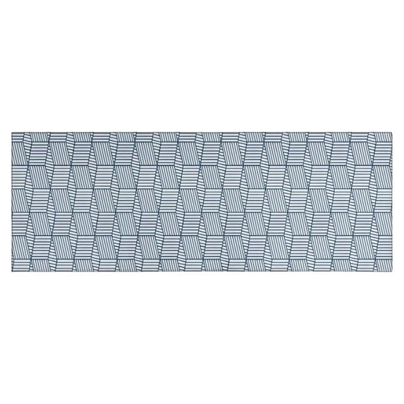 Blue Geometric Striped Pattern Kitchen Rug Mat,Kitchen Runner Rugs Non Skid Washable,Decorative Kitchen Floor Mats for Kitchen,Sink,Laundry,17"X47"