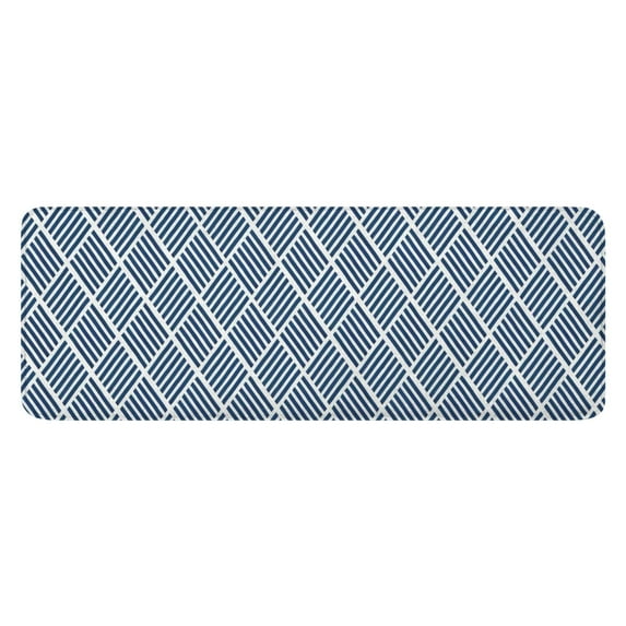 Blue Geometric Striped Pattern Kitchen Rug Mat,Kitchen Runner Rugs Non Skid Washable,Decorative Kitchen Floor Mats for Kitchen,Sink,Laundry,17"x47.2"