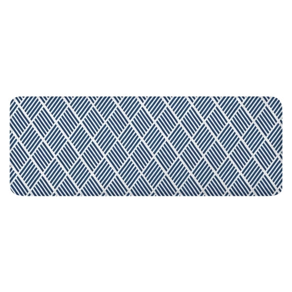 Blue Geometric Striped Pattern Kitchen Rug Mat,Kitchen Runner Rugs Non Skid Washable,Decorative Kitchen Floor Mats for Kitchen,Sink,Laundry,17"x47.2"