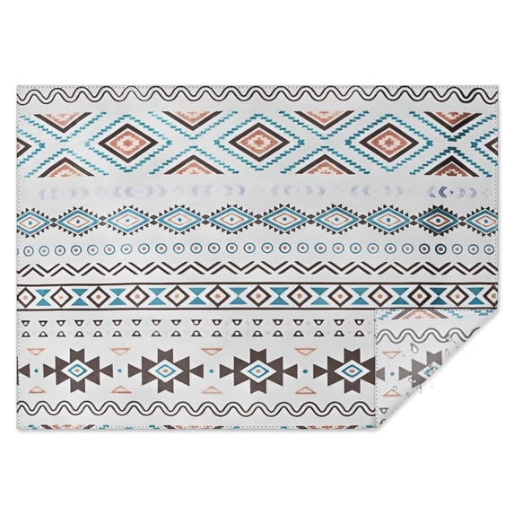 Blue Geometric and Striped Pattern Rectangle Tablecloth 60"x84",Waterproof Polyester Rectangle Table Cloth, Wipeable Spillproof Polyester Tablecloth for Dining, Camping, Indoor and Outdoor