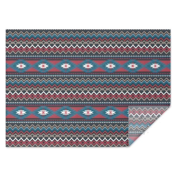 Blue Geometric and Striped Pattern Rectangle Tablecloth 60"x84",Waterproof Polyester Rectangle Table Cloth, Wipeable Spillproof Polyester Tablecloth for Dining, Camping, Indoor and Outdoor