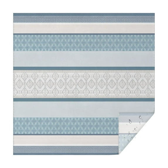 Blue Geometric Striped Pattern Square Tablecloth,Waterproof Square Table Cover,Wipeable Spillproof Washable Table Cover for Home Kitchen Party Decor 42"X42"(107x107cm)
