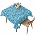 thumbnail image 1 of Blue Geometric Suqare Tablecloth - 60 x 60 Inch, Country Chic Abstract Gradient Motifs Waterproof & StainResistant Tablecloth, Washable Oil-proof Table Cover for Dining/Party/Wedding/Camping/Buffet, 1 of 9