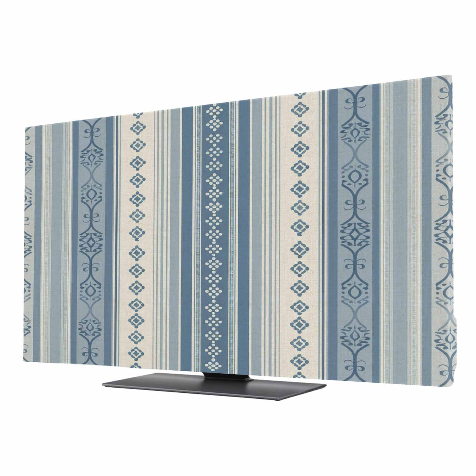 32 Inch Computer Cover Blue Geometric TV Cover for 32 Inch Screen, Stretch Fabric Dustproof TV ...