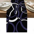 thumbnail image 1 of Blue Geometric Table Runner - 120 Inch Long, Kitchen Dining Table Runner Dresser Scarves, Contemporary White Abstract Lines Black Farmhouse Decor for Coffee Tables Wedding Party Banquet, 1 of 8