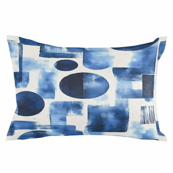 Blue Geometric Throw Pillow Cover 20 x 26 Inch Decorative Pillow Cover Modern Abstract Vintage Art Aesthetic Lumbar Pillowcase Seasonal Rectangle Cushion Case for Couch Sofa Bed Living Room