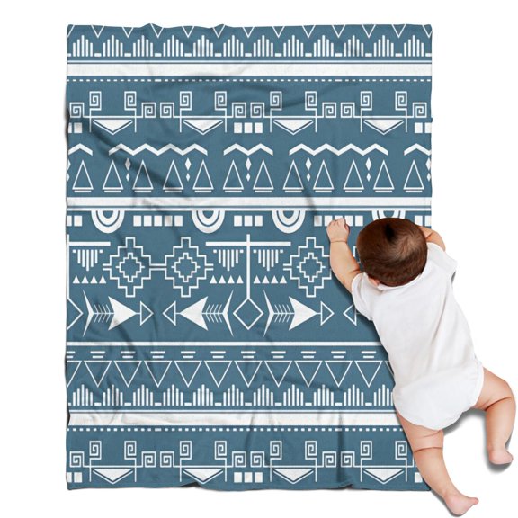 Blue Geometric Triangle Arrow Pattern Blanket,Comfortable Soft Flannel Throw Blanket,All Season,Warm Lightweight Blankets for Sofa Bed Couch Living Room Chair,30"x40"