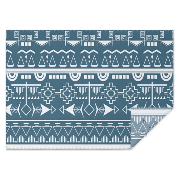 Blue Geometric Triangle Arrow Pattern Rectangle Tablecloth 60"x84",Waterproof Polyester Rectangle Table Cloth, Wipeable Spillproof Polyester Tablecloth for Dining, Camping, Indoor and Outdoor
