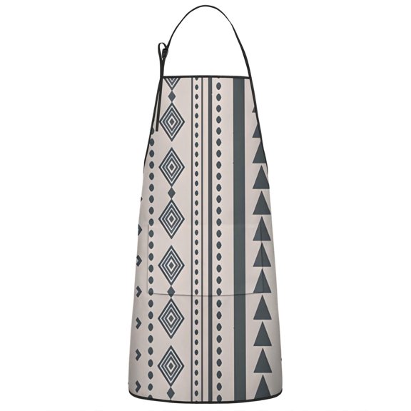 Blue Geometric Triangle Circle Pattern Apron-Garden Aprons for Women with Pockets-Cotton Linen Waterproof Kitchen Cooking Gardening Aprons Adjustable for Kitchen,Cooking,BBQ and Salon 33x27 Inch