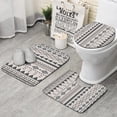 thumbnail image 1 of Blue Geometric Triangle Circle Pattern Bathroom Rugs Sets 3 Piece,Toilet Cover Set,Absorbent Non Slip Bathroom Mats Sets with U-Shaped Contour Rug Toilet Rug Set, 1 of 5
