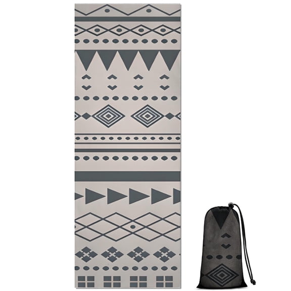 Blue Geometric Triangle Circle Pattern Hot Yoga Mat Towel Non Slip for Hot Yoga - Quick-Drying Yoga Mat Cover with 4 Corner Pockets with Travel Bag - Hot Yoga Towel Non Slip 70"x26"