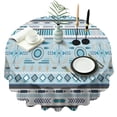 thumbnail image 1 of Blue Geometric Triangle Diamond Pattern Round Tablecloth 60"x60",Wrinkle Wipeable Table Cloth for Kitchen Dining Room Picnic Patio Party, 1 of 6