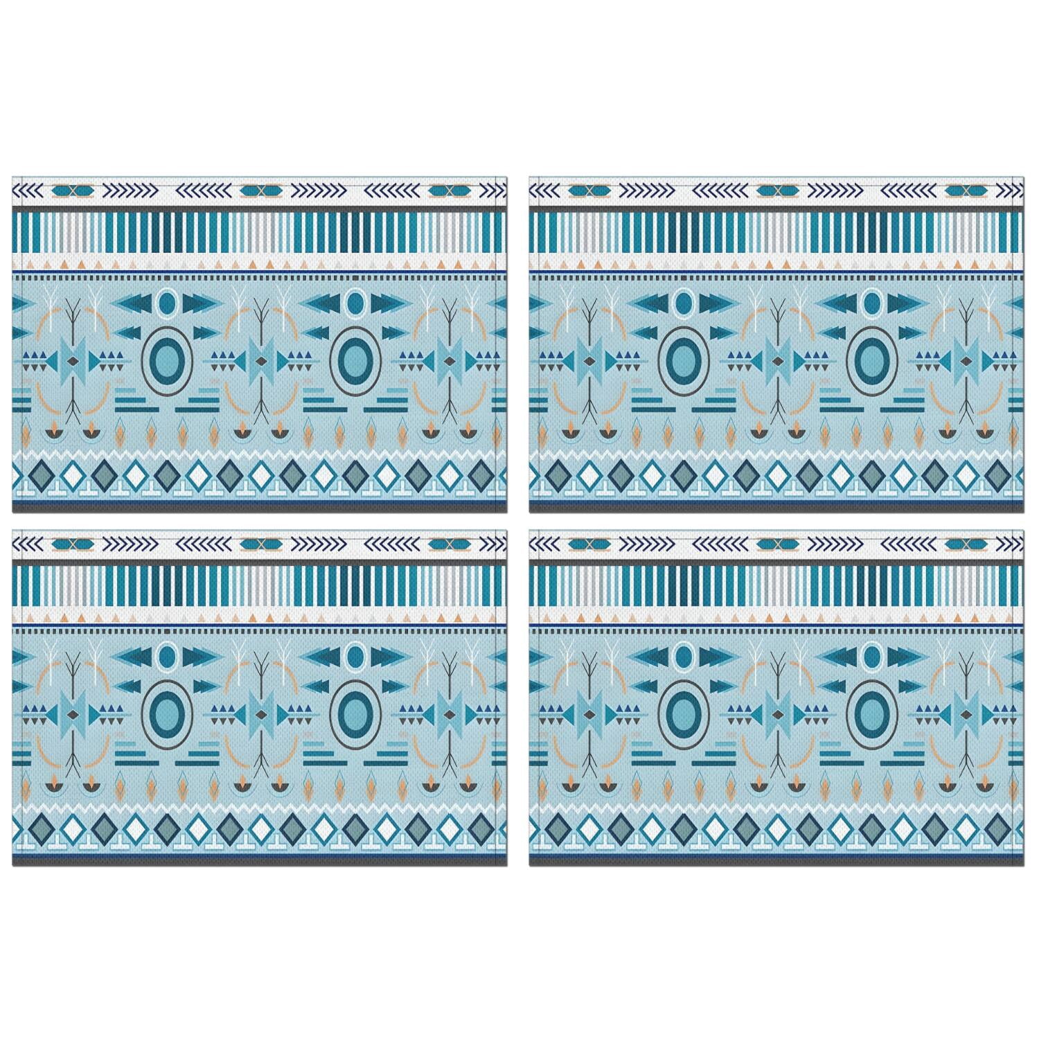 Blue Geometric Triangle Diamond Pattern Summer Placemats Table ...