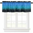 thumbnail image 1 of Blue Geometric Valances for Windows Farmhouse Kitchen Curtains Valances Rod Pocket Valance Curtains for Kitchen Windows Gradient Black Gold Mottled Comb Grid Window Valances for Bathroom 42"x12", 1 of 6