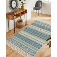 thumbnail image 1 of Blue Geometric Washable Area Rug 3'x5', Modern Abstract Art Vintage Boho Woven Cotton Tassels Kitchen Rugs, Non Slip Indoor Door Mat Throw Carpet for Entryway Living Room Nursery Laundry Room, 1 of 9