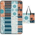 thumbnail image 1 of Blue Geometric Waterproof Picnic Blanket with Foldable Zipper, Suitable for Outdoor Use, Suitable for Travel, Camping, Beaches, Parks, Grasslands, Picnic Blanket Accessories, 1 of 8