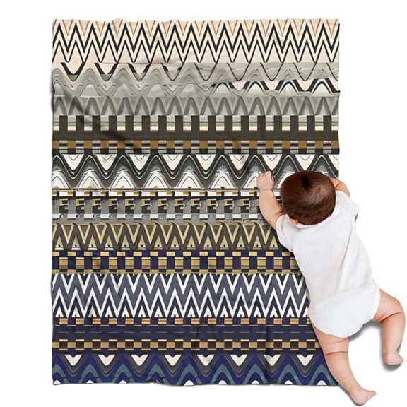 Blue Geometric Zigzag Checker Pattern Blanket,Comfortable Soft Lamb Wool Throw Blanket,All Season,Warm Lightweight Blankets for Sofa Bed Couch Living Room Chair,30"x40"