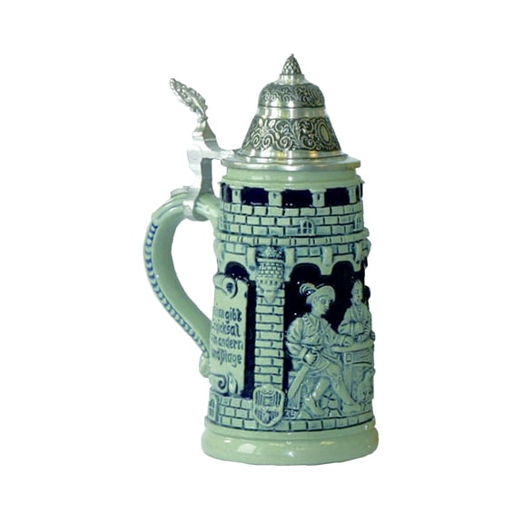 Blue German Beer Stein life is a game of dice Knight Stein 0.25 liter tankard, beer mug