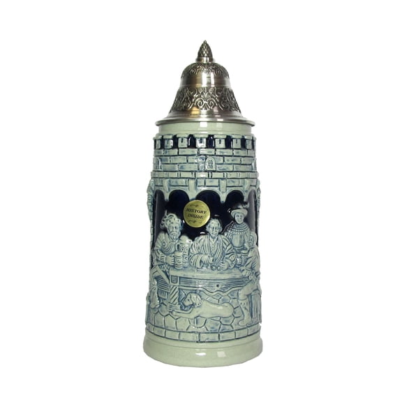 Blue German Beer Stein life is a game of dice Knight Stein 0.5 liter tankard, beer mug