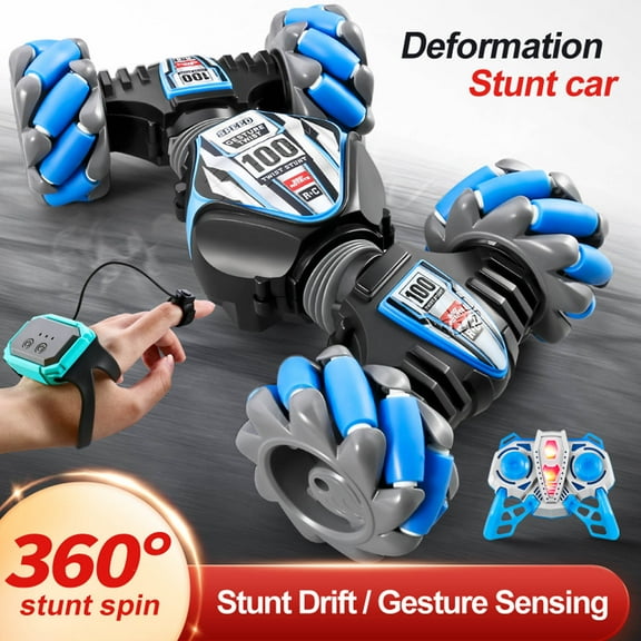Blue Gesture Control Rc Stunt Car 360掳 Rotating With Music Spray Lights Blue