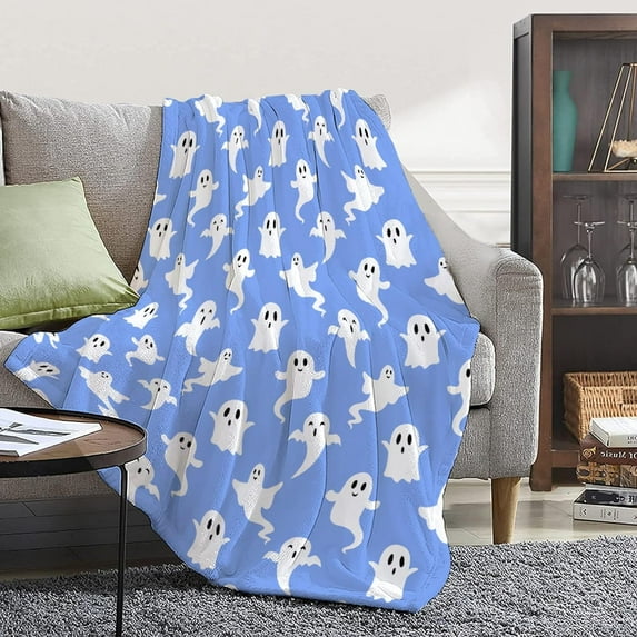 Blue Ghosts Blanket for Girls Women Kids Fleece Lightweight Throws Blanket Spooky for Boys Soft Flannel Blankets Decorations-50 x60