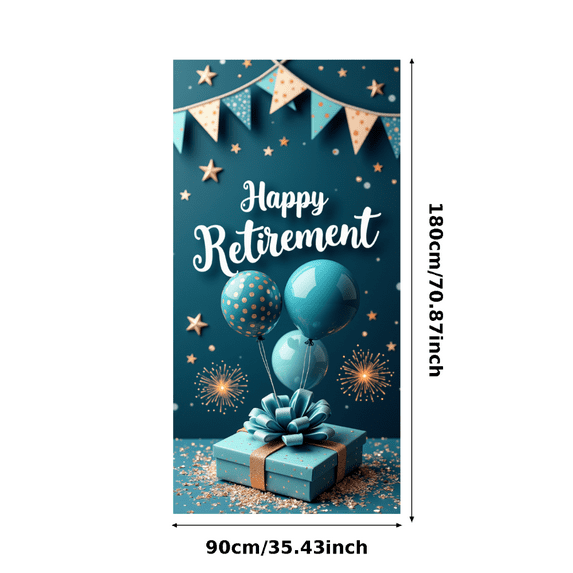 Blue Gift Happy Retirement Banner Decorative Fireworks Balloon for Retirement Party Celebration Office Decoration Event