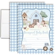 thumbnail image 1 of Blue Gingham Barnyard Boy Baby Shower Invitations, 20 Fill-In Cards with Envelopes, 5x7 Baby Shower Invites & Supplies, New Baby Celebration Cards, Made in USA by Amanda Creation, 1 of 9