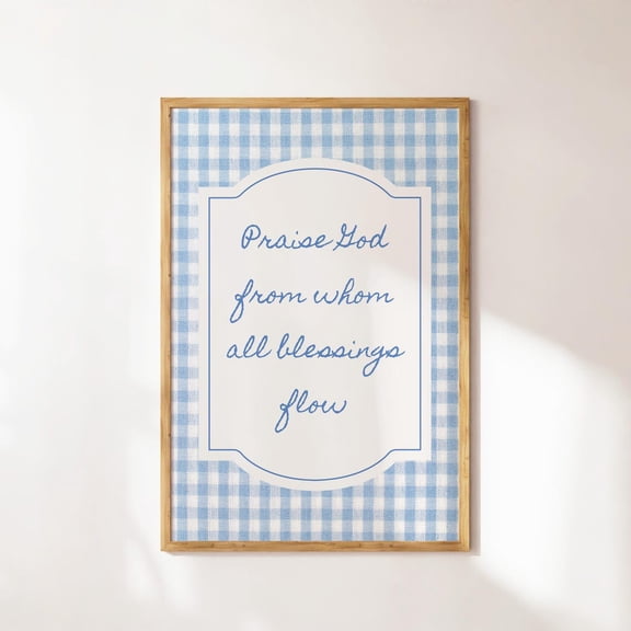 Blue Gingham Doxology Cottage Wall Art Home Decor