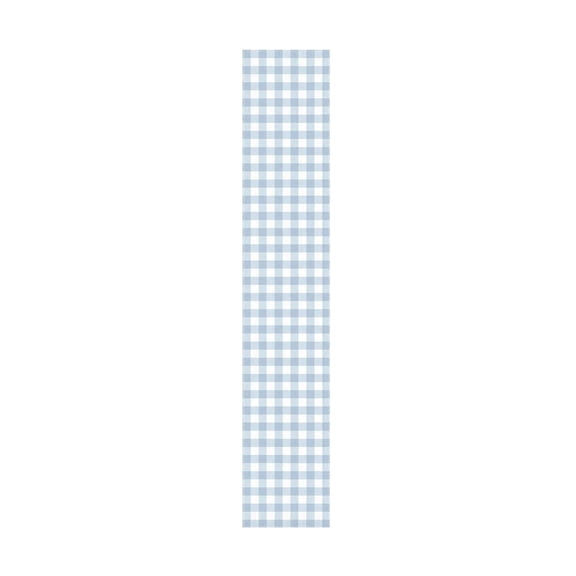 Blue Gingham Linen Table Runner, 13×71 Inch Plaid Farmhouse Runner for Dining Table, Kitchen & Holiday Decor