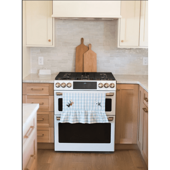 Blue Gingham Ruffled Dish Towel