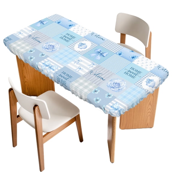 Blue Gingham Table Cloths for 4 Foot Rectangle Tables, Botanical Bows ...