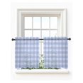 thumbnail image 1 of Blue Gingham Tier Curtains 36 Inch Length,Sheer Curtains for Bedroom Living Room Window Farmhouse Buffalo Plaid Checkeredv Rod Pocket Drapes Kitchen Curtains Small Half Window 27.5"x36" 2 Panels, 1 of 7