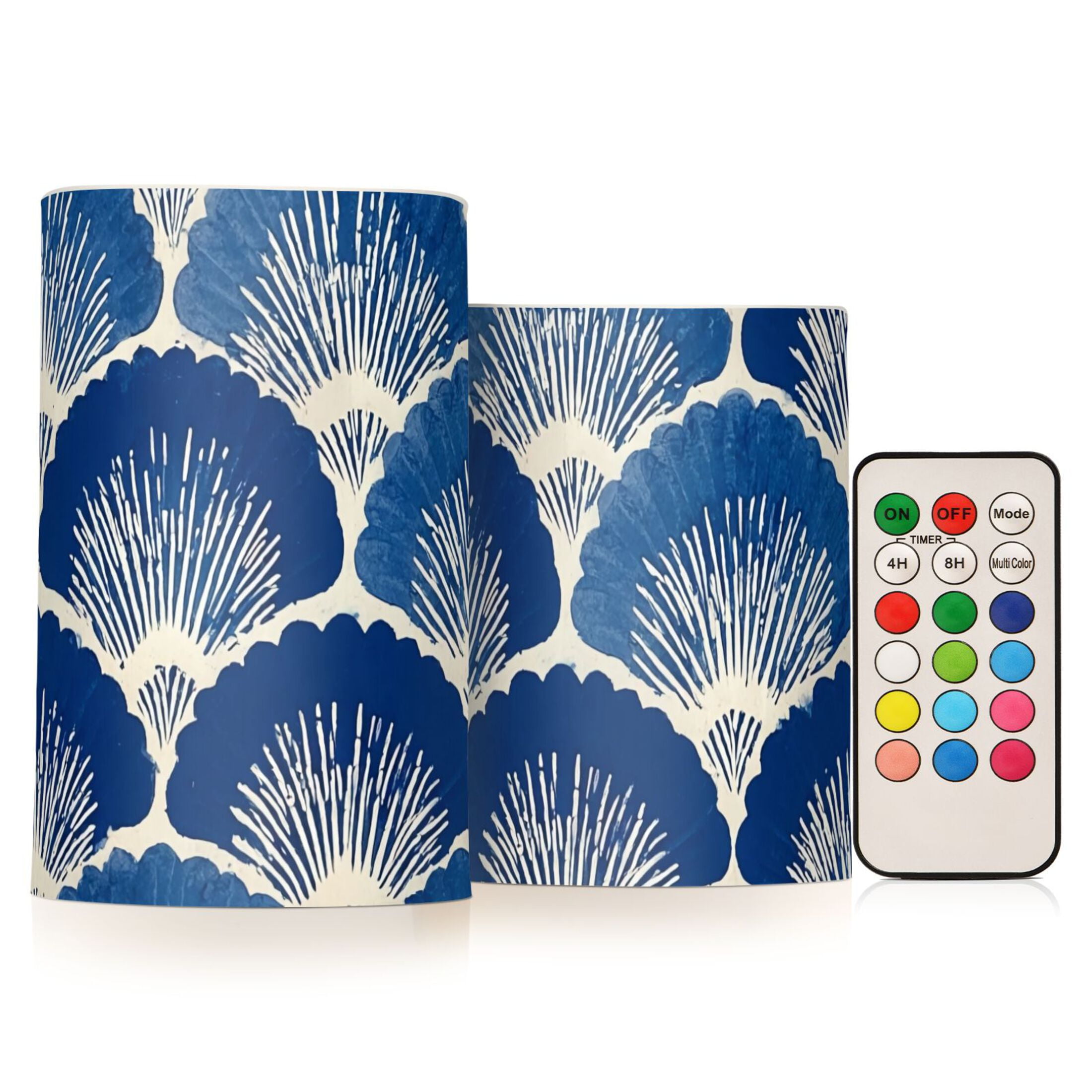 Blue Ginkgo Leaves Flickering Flameless Candles LED Tealight Battery Operated with Remote Set of 2 Holiday Decor Ornaments