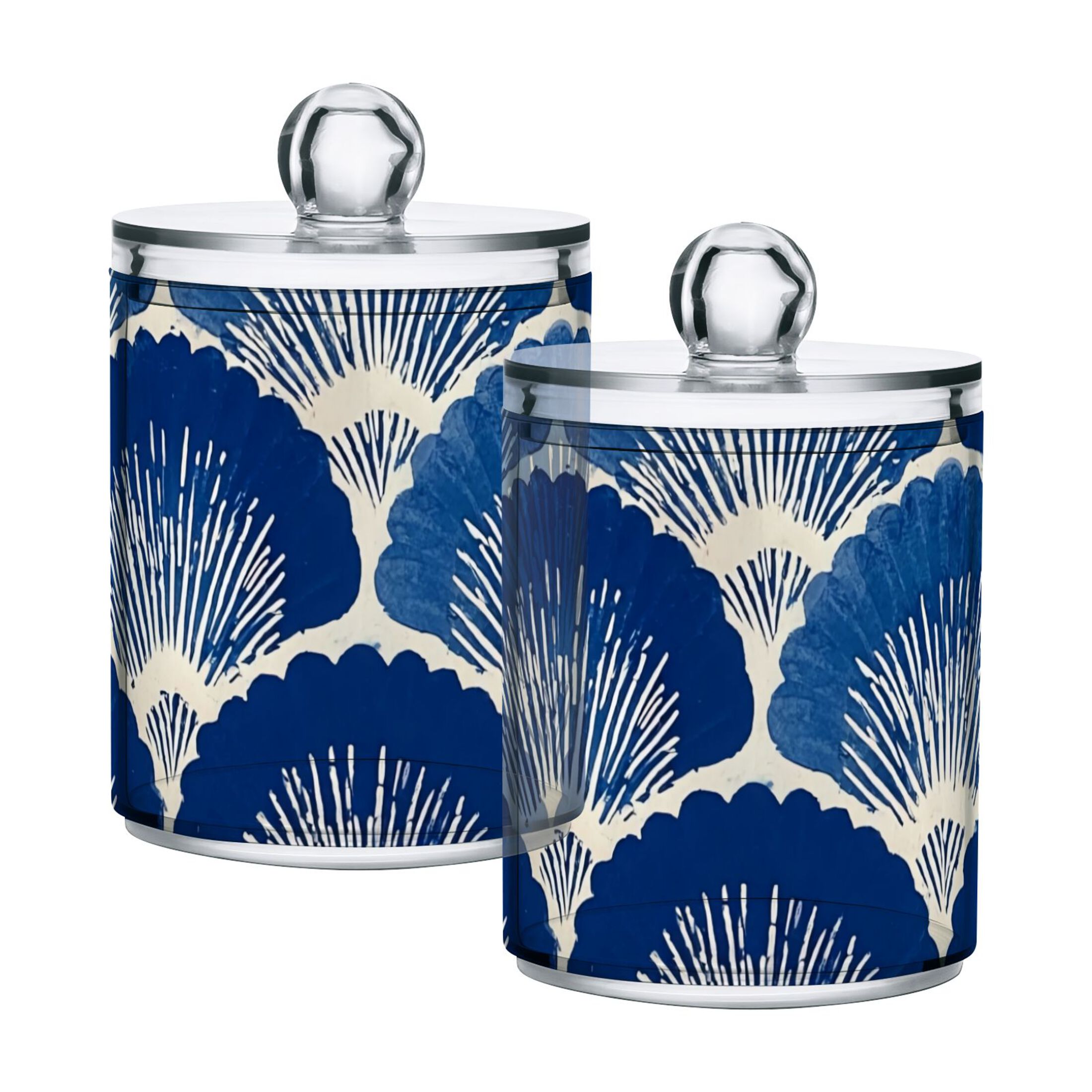 Blue Ginkgo Leaves Translucent Plastic Cans Storage Canisters with Lid ...