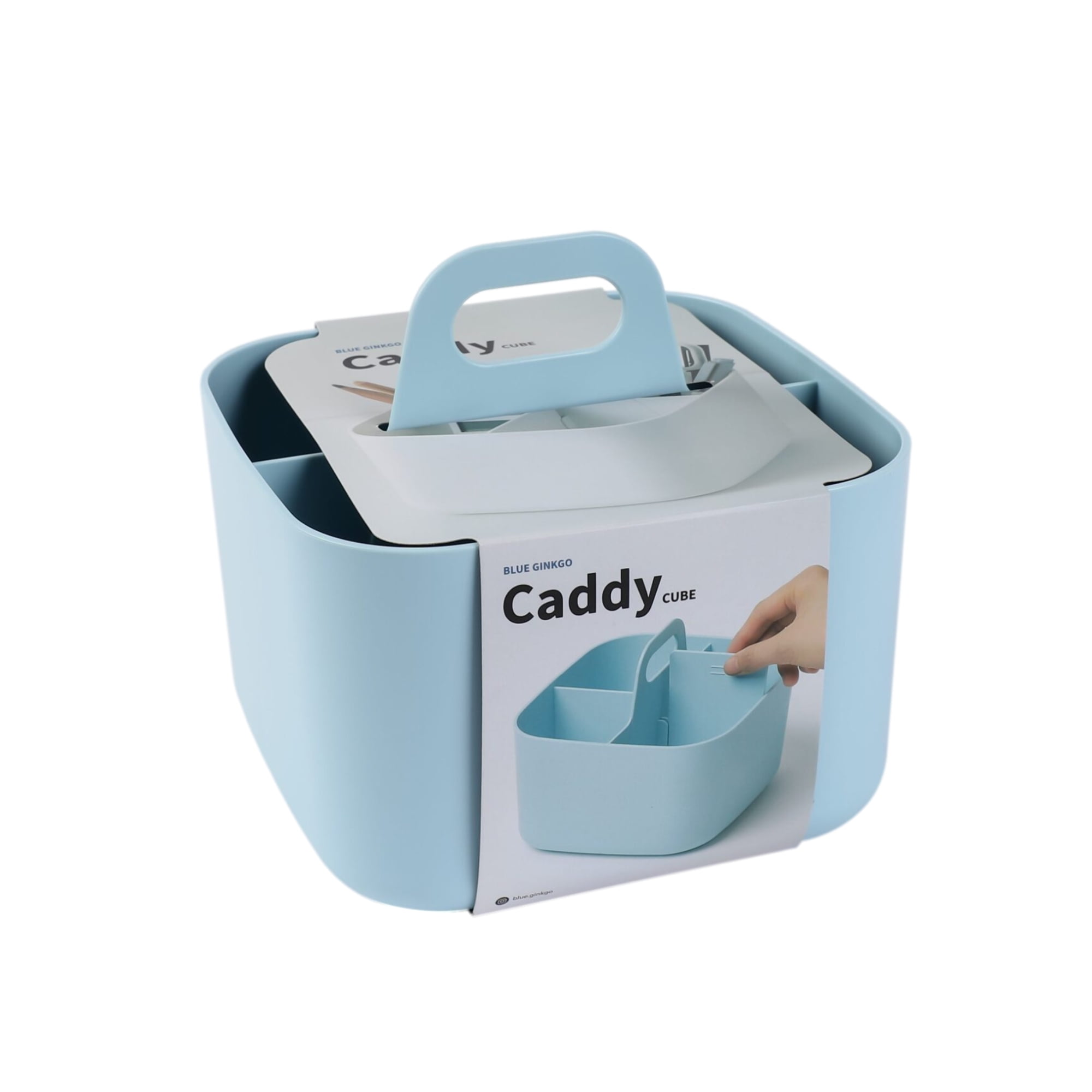 Blue Ginkgo Plastic Portable Square Storage Caddy, Blue