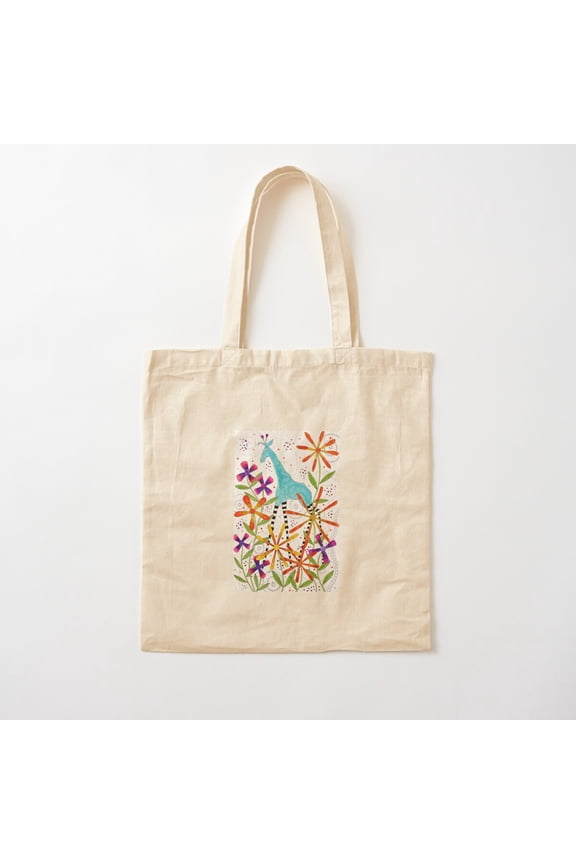 Blue Giraffe Canvas Tote Bags, Reusable Shopping Bag